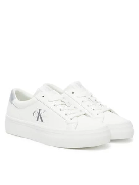 Calvin Klein Sportcipők Vulc Flatf Lth Silver Logo Tag fehér