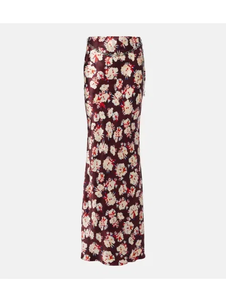 Fusta maxi Rabanne de mătase cu model floral