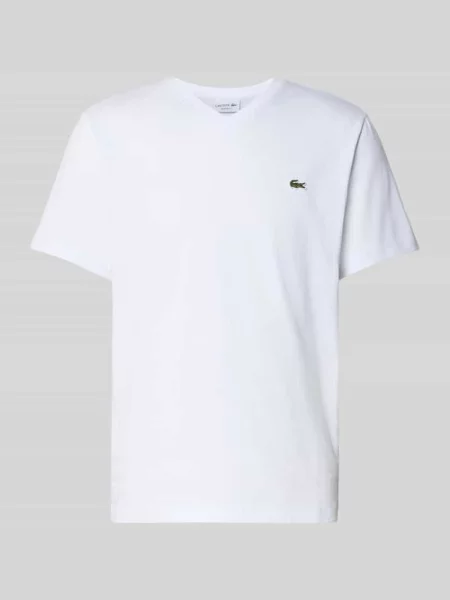 T-shirt o kroju regular fit z czystej bawełny Lacoste biała