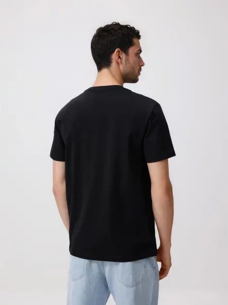 Reserved Футболка regular fit з мерсеризованої чорний