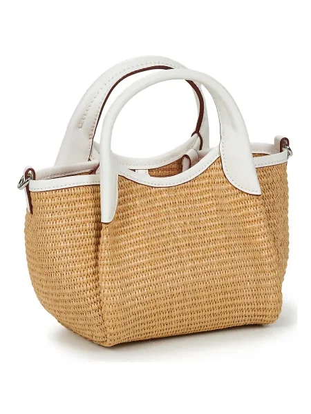 Slamená shopper kabelka Emporio Armani béžová