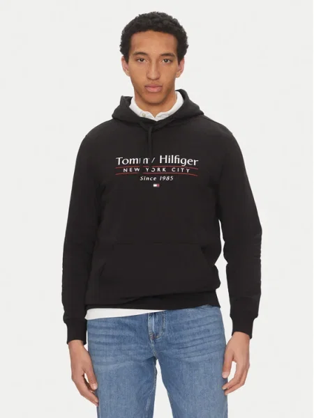 Tommy Hilfiger melegítőfelső férfi nyomott mintás kapucnis fekete