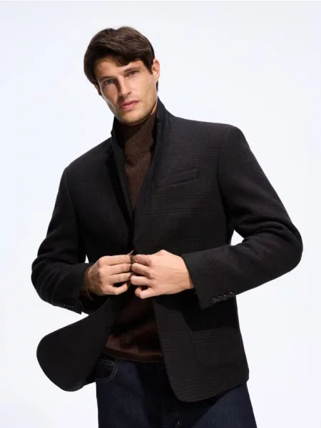 Reserved Sacou slim fit cu lână maro-închis maro