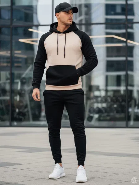 Bluza basic z kapturem Dstreet beżowa