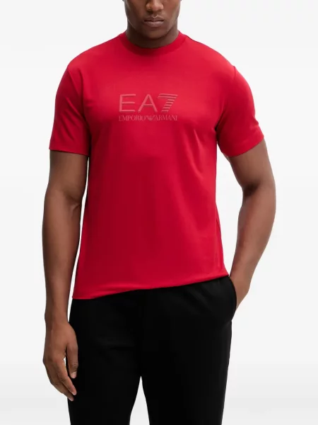 Rövid póló Ea7 Emporio Armani nyomtatás piros