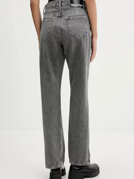 Džíny Karl Lagerfeld Jeans high waist šedé