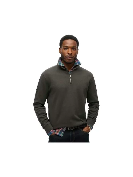 Pulover Superdry cu guler henley gri
