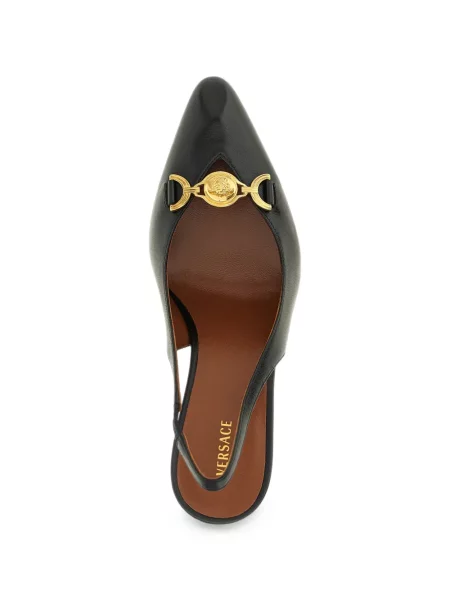 Pantofi cu toc Versace din piele slingback negru
