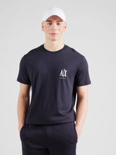 ARMANI EXCHANGE Tricou bleumarin alb
