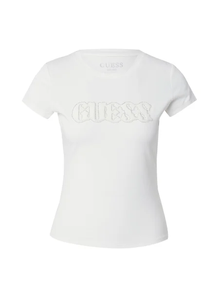 Guess T-shirt Écru Regular Fit bijela
