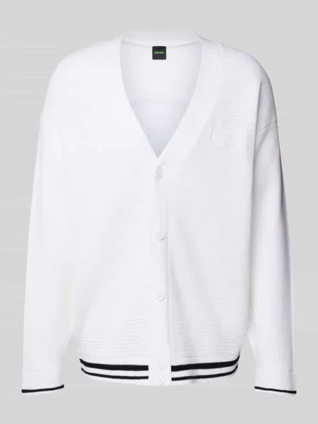 Kurtka z dzianiny z listwą guzikową Boss Green biała