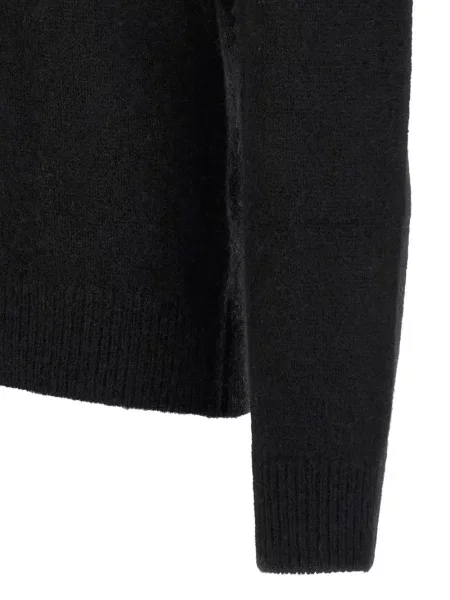 Lung tricou polo Larmeri Studio din cașmir negru