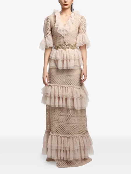 Sukienka maxi Miau By Clara Rotescu z falbankami