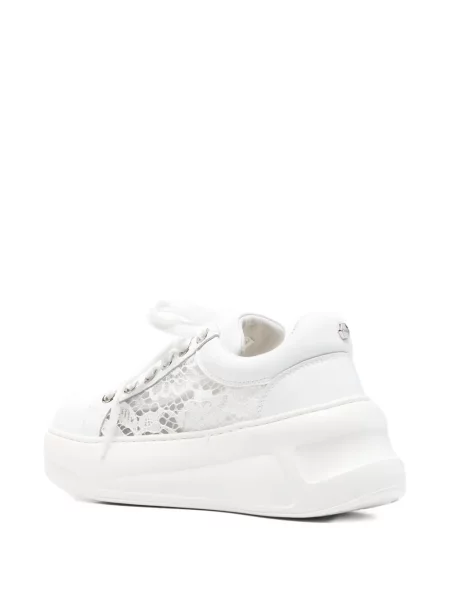Sneakerși Cult din dantelă alb