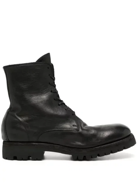 Botine Guidi cu șireturi din piele negru
