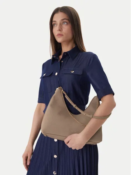 Calvin Klein Kabelka Emblem Hw Pebble Shoulder Bag Béžová hnedá