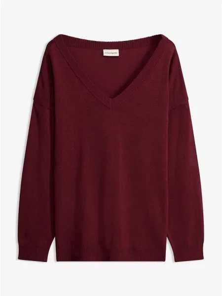 Sweter oversize z mieszanki czerwony