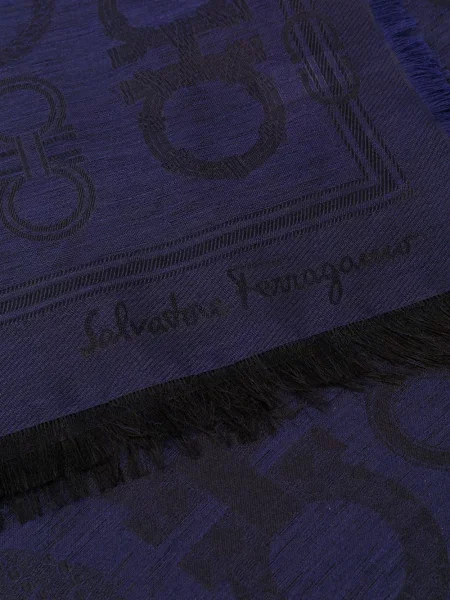 Szal Salvatore Ferragamo żakardowa niebieska