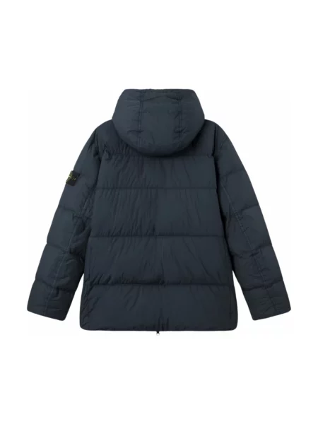 Kurtka puchowa Stone Island z kapturem z kamieniami niebieska