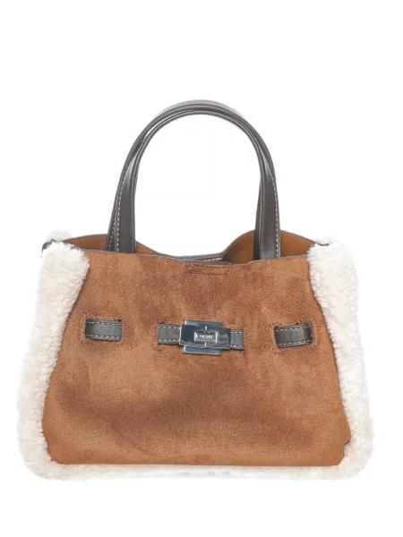 Geantă Dkny din piele de oaie maro