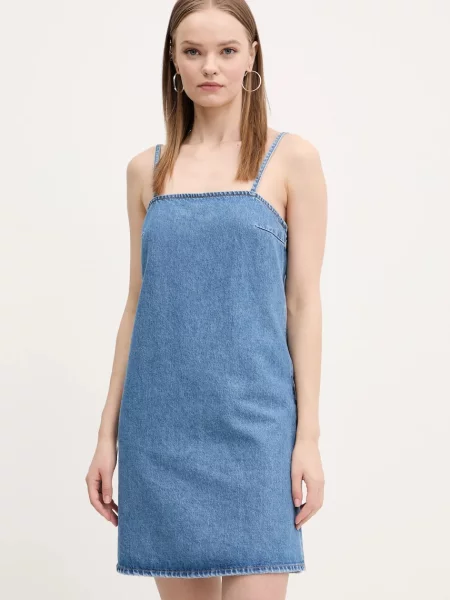 Hugo Blue rochie din mini drept albastru