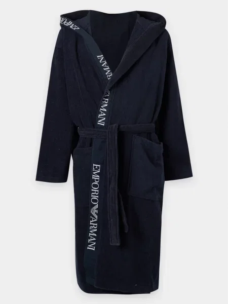 Emporio Armani Dlhý župan tmavomodrá biela