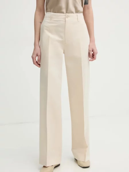 Filippa K pantaloni din in femei lat high waist bej