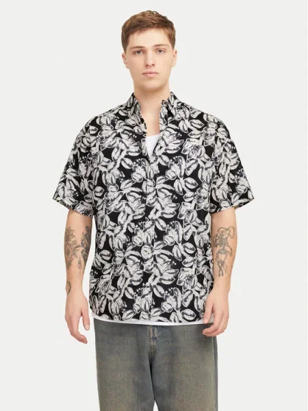 Jack&Jones Риза Joshua Wide Fit черен
