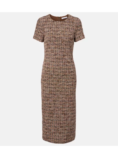 Rochie midi Max Mara de lână până la genunchi de costum maro