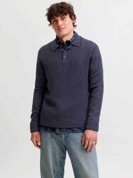 JACK & JONES Pulover JJPANNEL bleumarin
