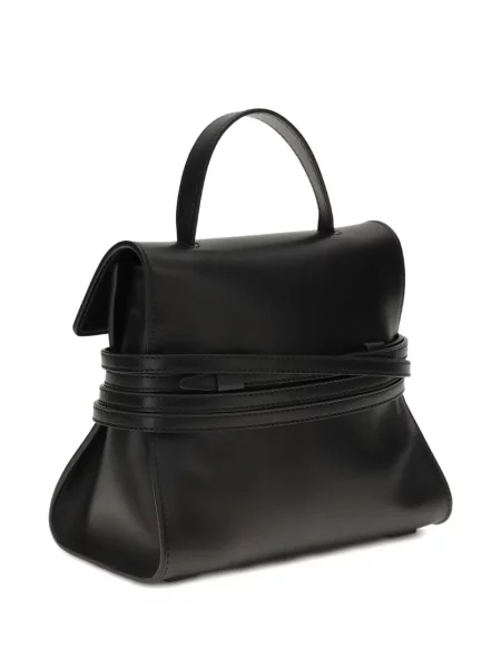 Geanta de piele Moschino din piele cu cataramă negru