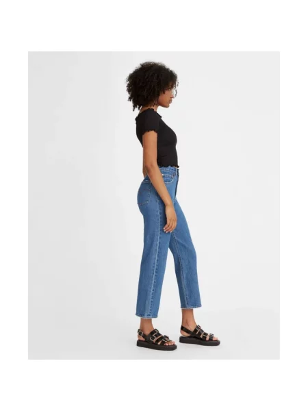 Levi's Jeansy RIBCAGE STRAIGHT ANKLE high waist niebieskie