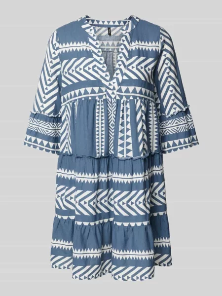 Sukienka tunikowa o kroju podkreślającym figurę z czystej bawełny model ‘DICTHE’ Vero Moda niebieska