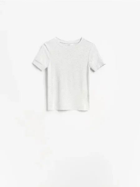Reserved Tricou cu adaos de modal deschis gri