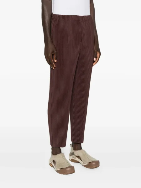 Plisované zkrácené kalhoty Homme Plissé Issey Miyake hnědé