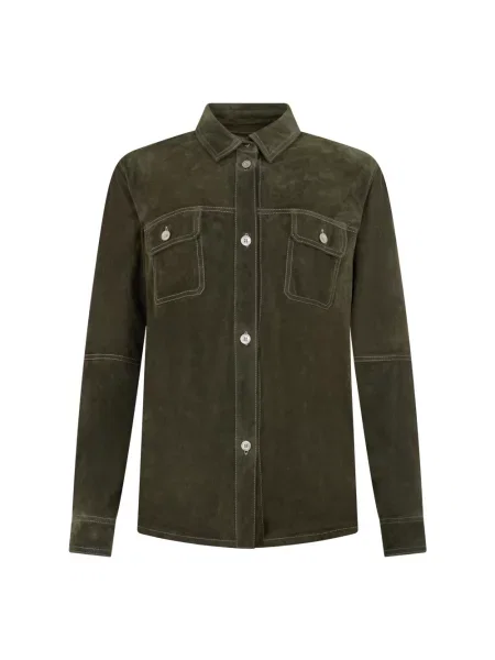 Kurtka skórzana Moorer zielona