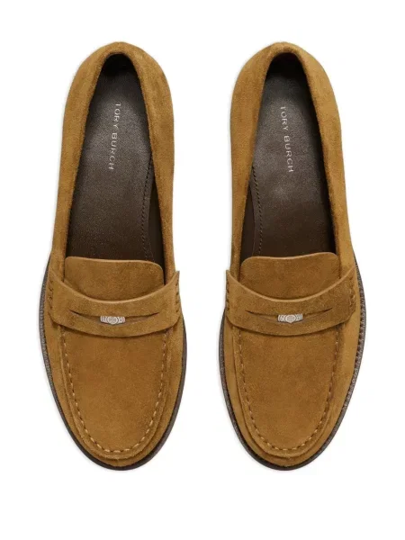 Pantofi loafer Tory Burch din piele de căprioară maro