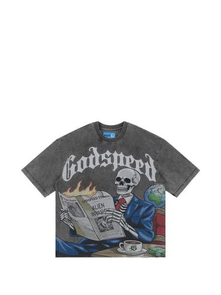 Tricou Godspeed cu imagine gri
