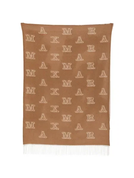 Fular Max Mara cu franjuri din jacard maro