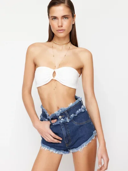 Szorty jeansowe Trendyol niebieskie