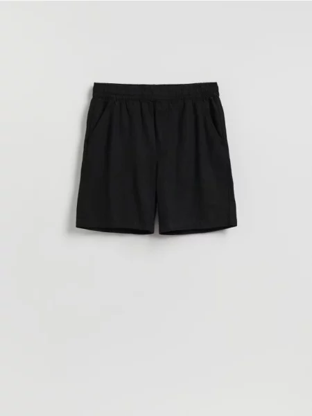 Reserved Pantaloni scurți regular cu adaos de in negru