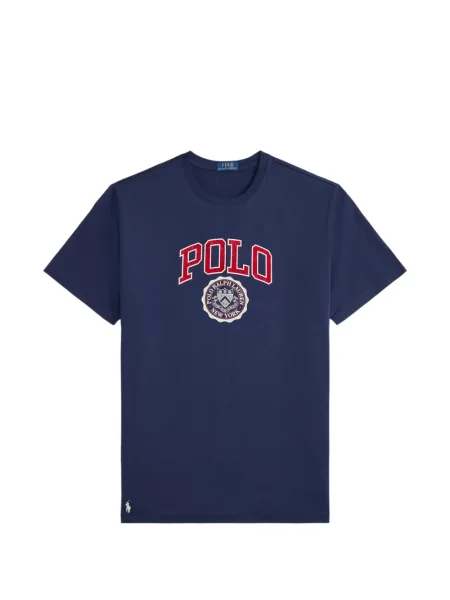 Hímzett csíkos galléros pólóing Polo Ralph Lauren kék