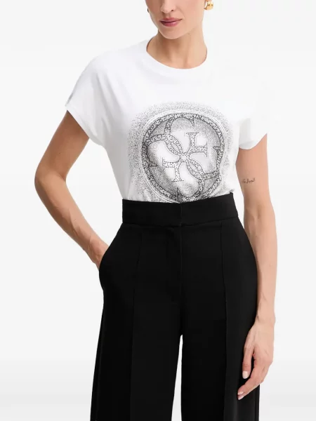 Stras tricou Guess alb