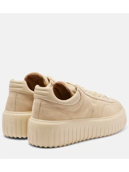 Sneakerși Hogan din piele de căprioară cu dungi cu platformă bej