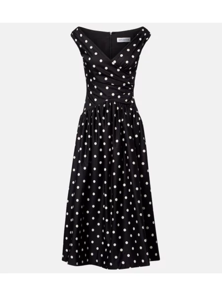 Rochie midi Self-portrait cu buline până la genunchi de costum negru