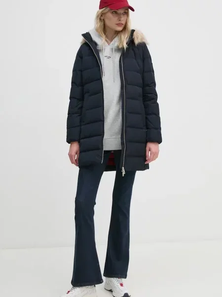 Tommy Hilfiger kurtka puchowa granatowy zimowa