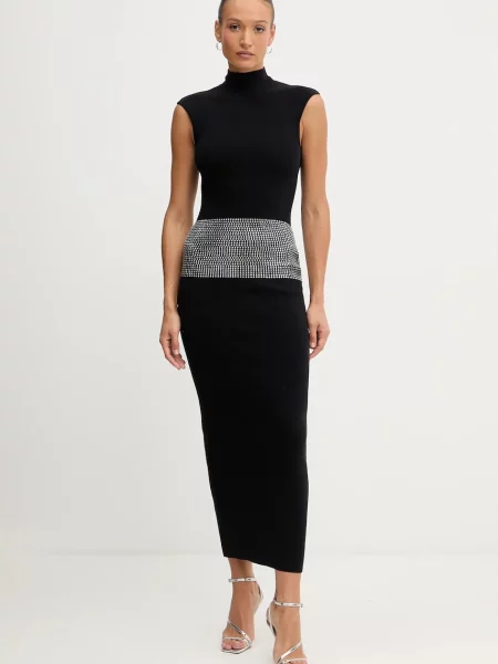 Obleka s primesjo kašmirja Retrofete Leontine črna