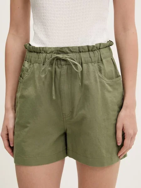 Tommy Jeans pantaloni scurți pentru femei cu in verde