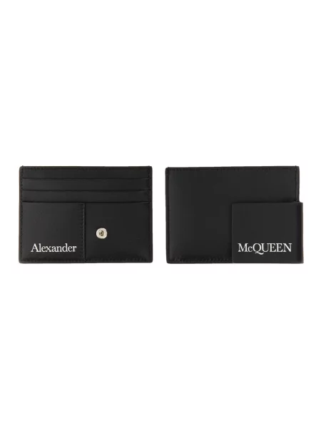 Portfel Alexander Mcqueen skórzany z logo czarny
