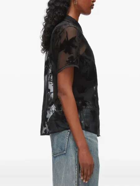 Cămașă 3.1 Phillip Lim cu model floral scurtă negru